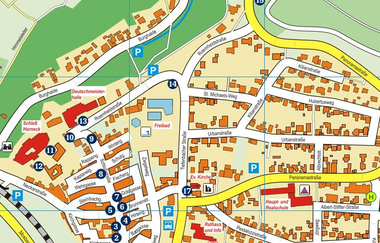 Stadtkarte mit den POIs des Historischen Pfades | © Stadt Gundelsheim