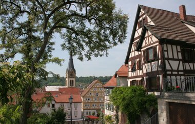 Ausblick auf die Altstadt von Möckmühl mit Fachwerk und Kirche | © Stadtverwaltung Möckmühl