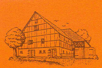 Das Logo ist orange mit einem stilisierten alten Haus und Baum | © Touristikgemeinschaft Hohenlohe e. V. | Hofgut Hermersberg