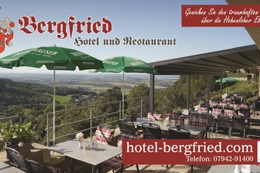 Hotel Bergfried mit herrlicher Aussichtsterrasse | © Touristikgemeinschaft Hohenlohe e. V. | Hotel und Restaurant Bergfried