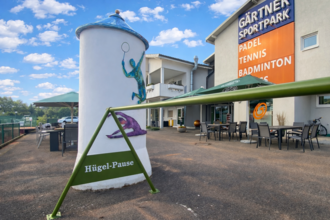 Aktiv pausieren im Land der 1000 Hügel: Die Hügel-Pause verbindet Bewegung und Genuss bei Gärtner's Sportpark. | © Kraichgau-Stromberg Tourismus e.V.