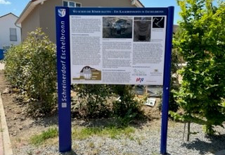Blaue Infotafel über den Kalbrennofen mit Text und Fotos | © Gemeinde Eschelbronn