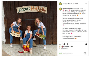 Jesser Hoflädle dauerhaft geschlossen | © Jessers Hoflädle