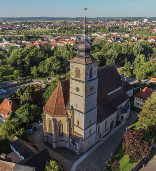 Luftaufnahme der Crailsheimer Johanneskirche | © Stadtverwaltung Crailsheim