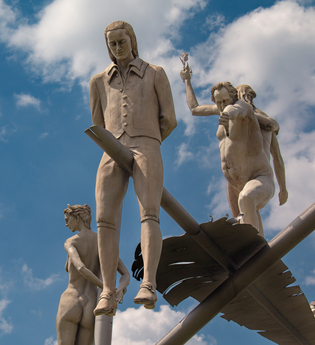 Kunstwerk Hölderlin im Kreisverkehr | Lauffen am Neckar | HeilbronnerLand | © Stadt Lauffen am Neckar