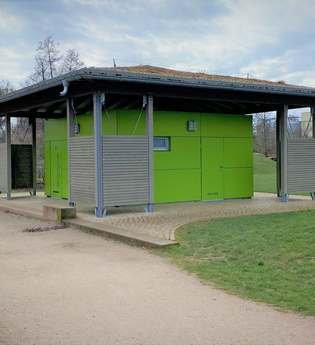 Öffentliche Toilette in der alla hopp! Anlage in Meckesheim.