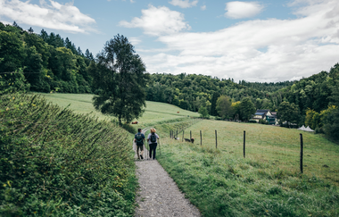 Wanderer im Fünfmühlental. | © Stadt Bad Rappenau I Chris Frumolt