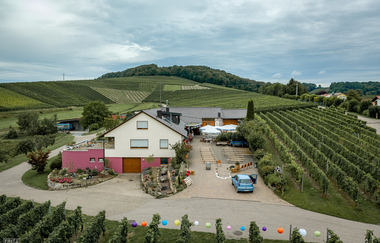 Blick von oben auf Besenwirtschaft Weingut Sommer | Brackenheim-Haberschacht | © Neckar-Zaber-Tourismus e.V.