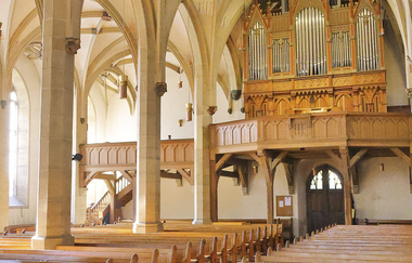 Stiftskirche Öhringen Innenansicht mit Orgel | © Touristikgemeinschaft Hohenlohe e.V. | Andi Schmid