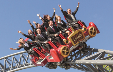 VIP-Fahrt für Tagungsgäste mit der Katapult-Achterbahn Karacho | Erlebnispark Tripsdrill | HeilbronnerLand | © Erlebnispark Tripsdrill