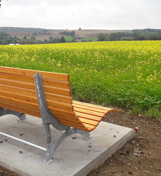 Waldsofa am Wiesenrand mit Blick auf die umliegende Landschaft | © Stadt Sinsheim
