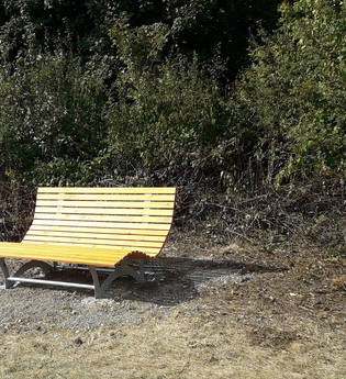 Waldsofa auf einem grasbewachsenen Weg am Waldrand | © Stadt Sinsheim