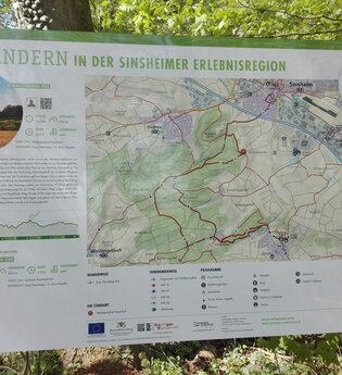 Wanderkarte der Sinsheimer Erlebnisregion mit Wegen und Sehenswürdigkeiten