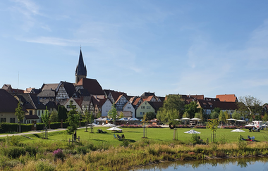 Wasserspielplatz im Weiherpark Eppingen | © Stadt Eppingen