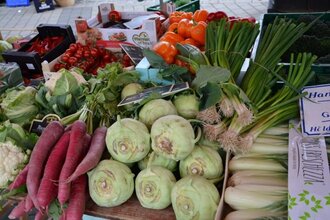 Gemüsestand auf dem Wochenmarkt | © Unbekannt