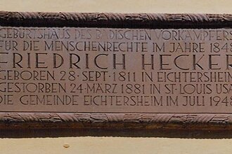 Bild von der Friedrich Hecker Tafel | © Land der 1000 Hügel - Kraichgau-Stromberg