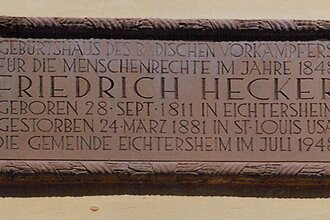 Bild von der Friedrich Hecker Tafel | © Land der 1000 Hügel - Kraichgau-Stromberg