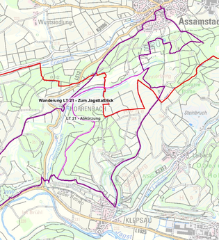 Abkürzung LT 21 Zum Jagstalblick | © Kartenausschnitt aus dem Geoportal des Main-Tauber-Kreises.