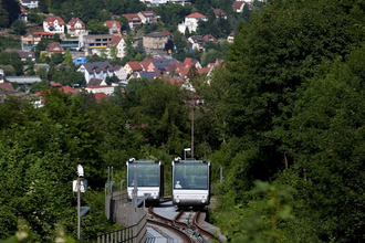 Zwei Standseilbahnen treffen sich unterwegs | © Touristikgemeinschaft Hohenlohe e. V. | Achim Mende