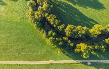 Etappe 1 Luftaufnahme zwischen Wengen und Untergroeningen | © Arbeitsgemeinschaft Kocher-Jagst-Radweg
