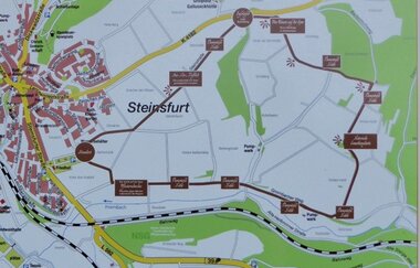 Skizzierte Karte des Geschichts-und Naturwanderweg Steinsfurt | © Appenzeller