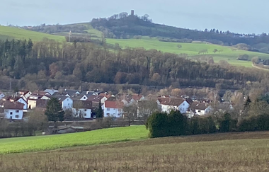 Ausblick über die Felder und Steinsfurt zur Burg Steinsberg | © Appenzeller