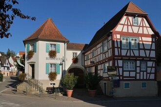 Außenaufnahme Heimat-und das Schreibmaschinenmuseum Hoffenheim mit Fachwerk | © Stadt Sinsheim