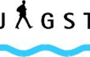 Das Wanderlogo zeigt einen Wanderer, den Schriftzug Jagst und eine blaue Welle | © Touristikgemeinschaft Hohenlohe e. V.