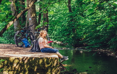 Radfahrer an der Elz | © Touristikgemeinschaft Odenwald e.V.