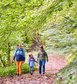 Wandernde Familie bei St. Wendel zum Stein | © Touristikgemeinschaft Hohenlohe e. V.  | Florian Trykowski