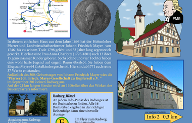 Infotafel zum Pfarrer Mayer Radweg | © Touristikgemeinschaft Hohenlohe e. V. |  Pfarrer Mayer Gesellschaft