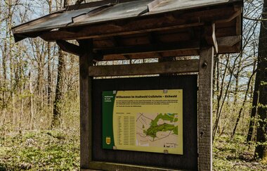 Startpunkt des Waldlehrpfades mit einer Übersichtskarte | © Stadtverwaltung Crailsheim