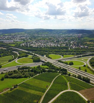 Autobahnkreuz Weinsberg | Weinsberger Tal | Kieslberg-Tour | Rundweg | © Tourismus im Weinsberger Tal