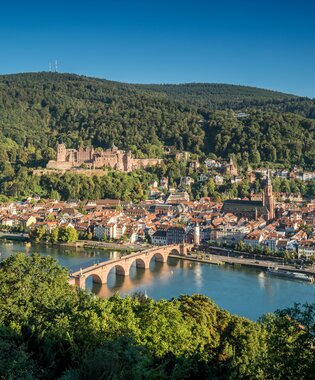 Panorama der Heidelberger Altstadt mit dem Heidelberger Schloss  | © Heidelberg Marketing GmbH, Foto Tobias Schwerdt
